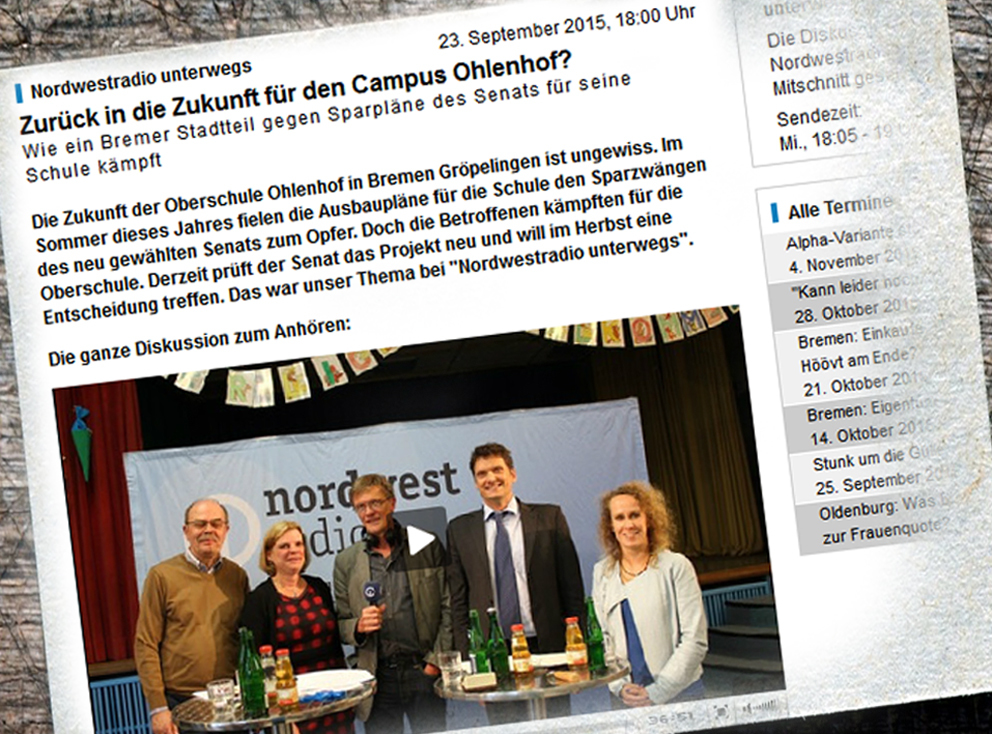  Zurück in die Zukunft für den Campus Ohlenhof? Wie ein Bremer Stadtteil gegen Sparpläne des Senats für seine Schule kämpft 