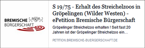 Streichelzoo Wilder Westen Petition Bremen Bürgerschaft